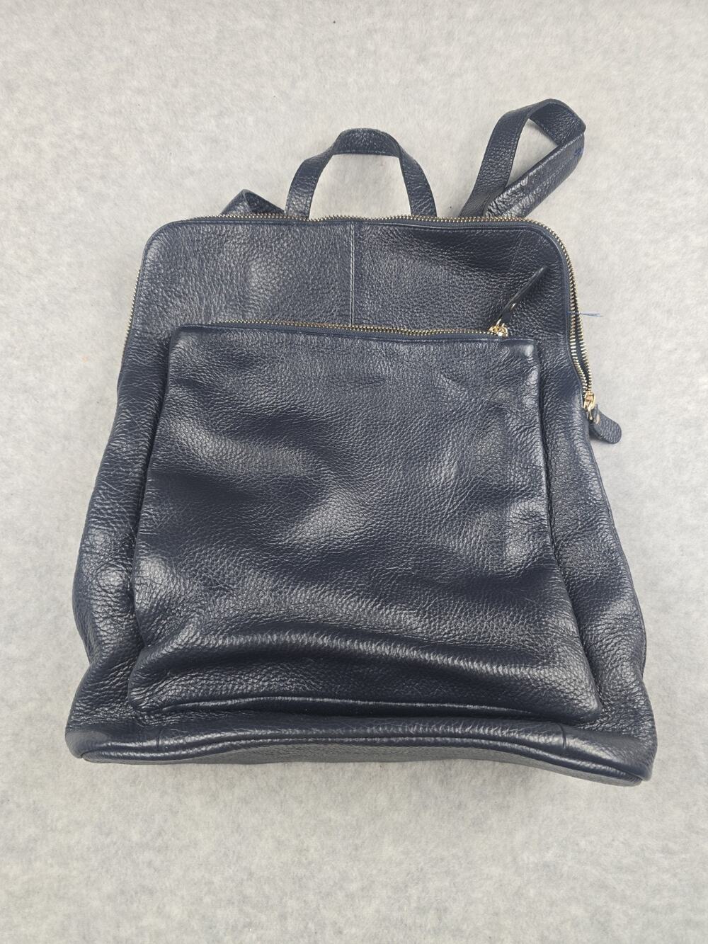 L. CREDI Genuine Leather Backpack Rucksack Navy Blue Made in Italy Vintage